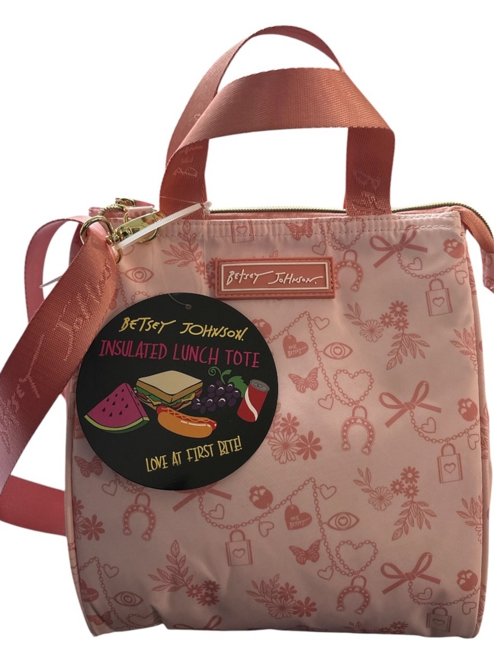 Betsey Johnson Pink Patterned Insulated Lunch Tote